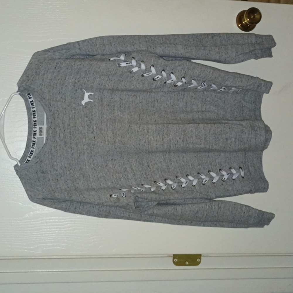 VS pink brand sweatshirt with stitching on sides
